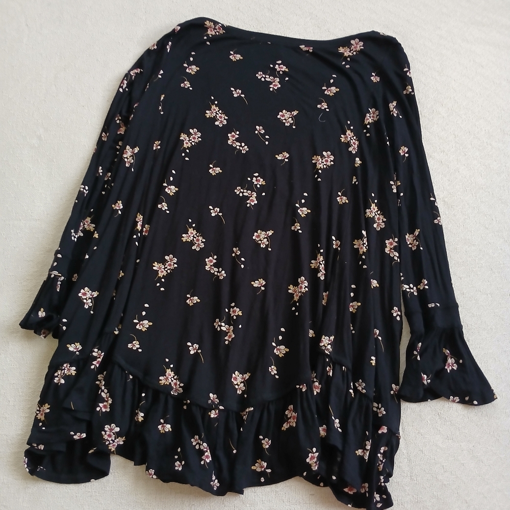 free people ♡ olivia printed tunic top dark boho babydoll medium whimsical - Picture 13 of 15